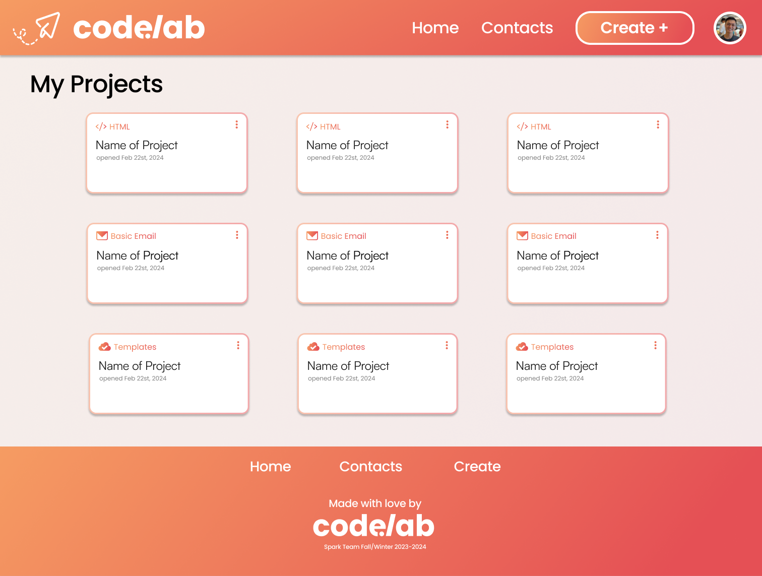 Old high-fidelity landing page, orange Mailchimp-inspired style